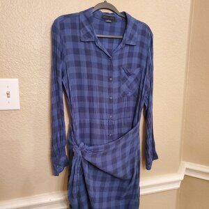 Sanctuary Blue Plaid dress with wrap front